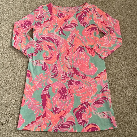 Girls Lilly Pulitzer Mini Marlowe T-Shirt Dress Love Birds Poolside Blue Size XL - Picture 6 of 9